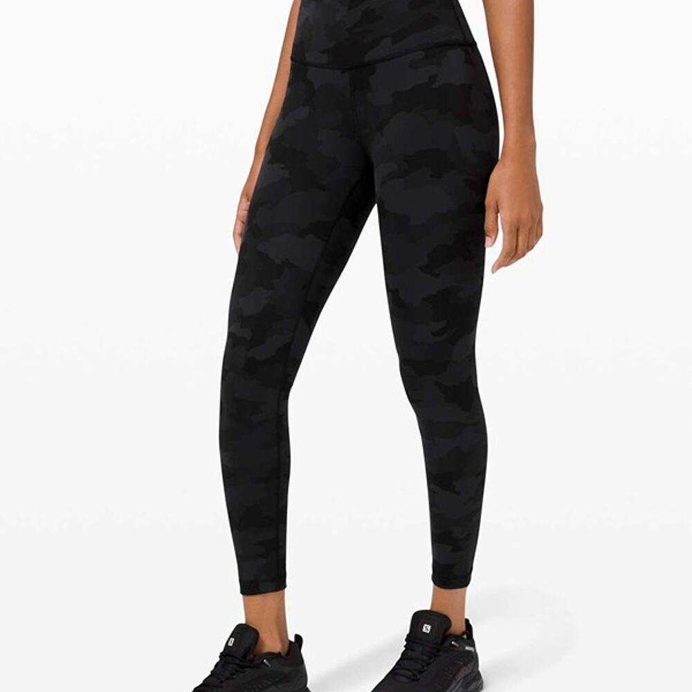 Lululemon Wunder Train High Rise Tight 25 Heritage 365 Camo Gray Black Size 8